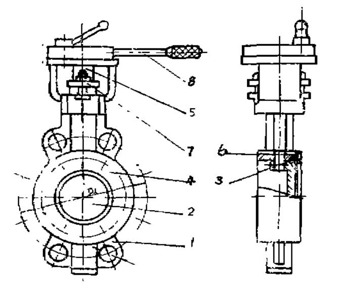 鑄鋼對夾硬密封蝶閥結構圖